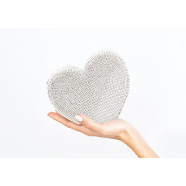 Judith Leiber Heart Clutch Silver - Judith Leiber Crystal Clutch - Luxury Evening Bag - Shop at Coveti