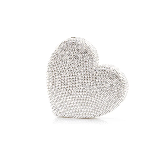 Judith Leiber Heart Clutch Silver - Judith Leiber Crystal Clutch - Luxury Evening Bag - Shop at Coveti