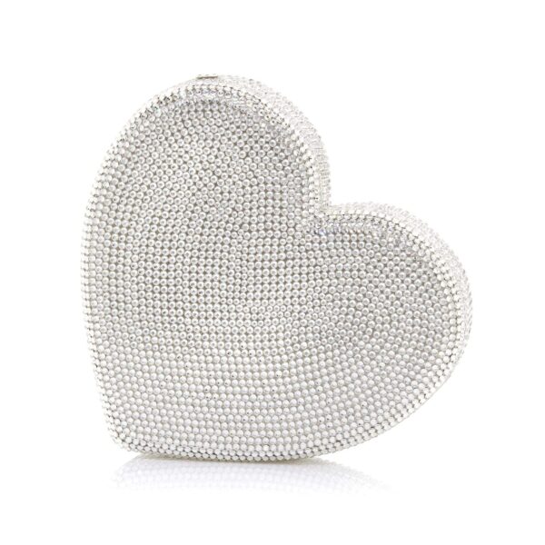 Judith Leiber Heart Clutch Silver - Judith Leiber Crystal Clutch - Luxury Evening Bag - Shop at Coveti