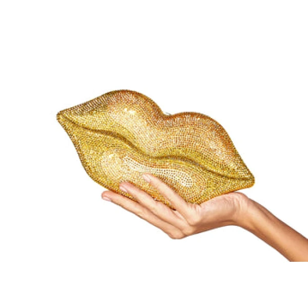 Judith Leiber Hot Lips Gold - Judith Leiber Crystal Clutch - Luxury Evening Bag - Shop at Coveti