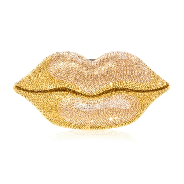 Judith Leiber Hot Lips Gold - Judith Leiber Crystal Clutch - Luxury Evening Bag - Shop at Coveti