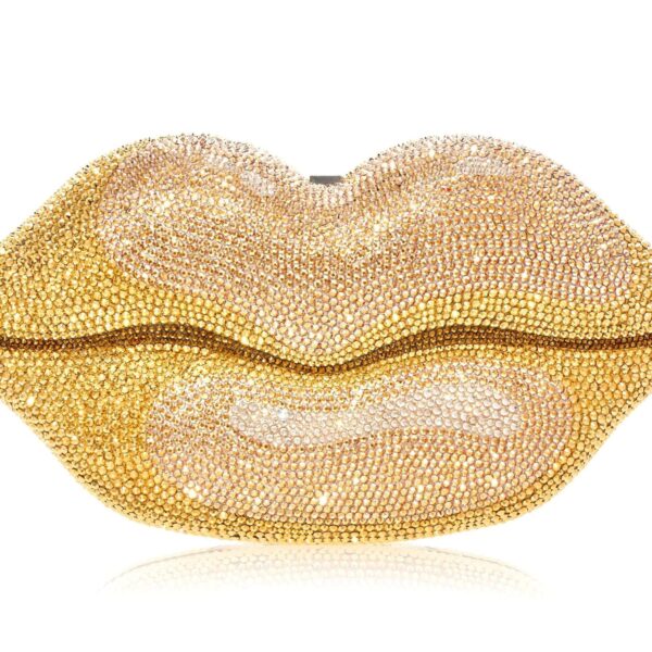 Judith Leiber Hot Lips Gold - Judith Leiber Crystal Clutch - Luxury Evening Bag - Shop at Coveti