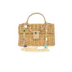 Judith Leiber Isla Wicker Basket Champagne - Judith Leiber Crystal Clutch - Luxury Evening Bag - Shop at Coveti