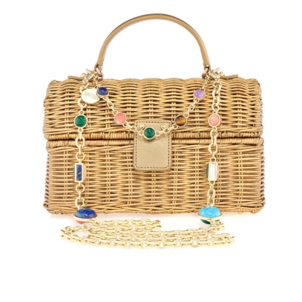 Judith Leiber Isla Wicker Basket Champagne - Judith Leiber Crystal Clutch - Luxury Evening Bag - Shop at Coveti