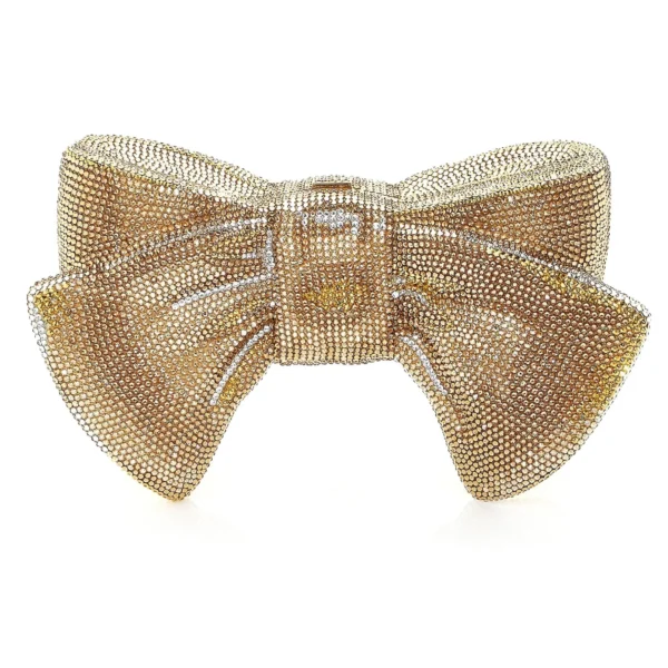 Judith Leiber Just For You Bow Gold Designer Clutch - Judith Leiber Crystal Clutch - Luxury Evening Bag - Shop at Coveti