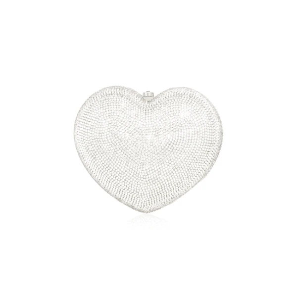 Judith Leiber L'Amour Petit Coeur Silver - Judith Leiber Crystal Clutch - Luxury Evening Bag - Shop at Coveti