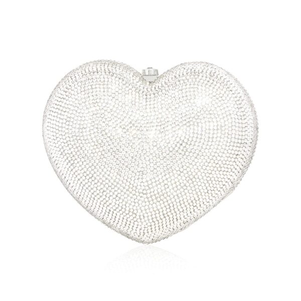 Judith Leiber L'Amour Petit Coeur Silver - Judith Leiber Crystal Clutch - Luxury Evening Bag - Shop at Coveti