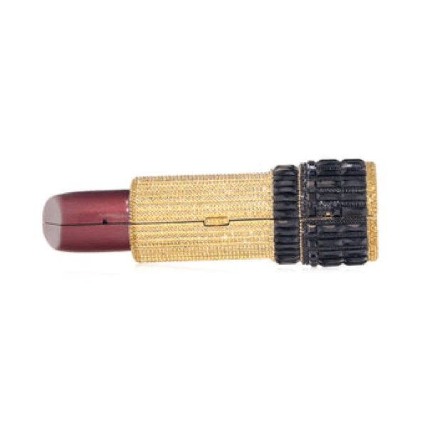 Judith Leiber Lipstick Burgundy Glitter - Judith Leiber Crystal Clutch - Luxury Evening Bag - Shop at Coveti