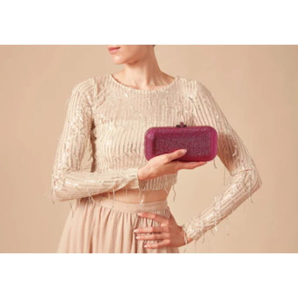Judith Leiber Long Slide Fullbead Fuchsia - Judith Leiber Crystal Clutch - Luxury Evening Bag - Shop at Coveti