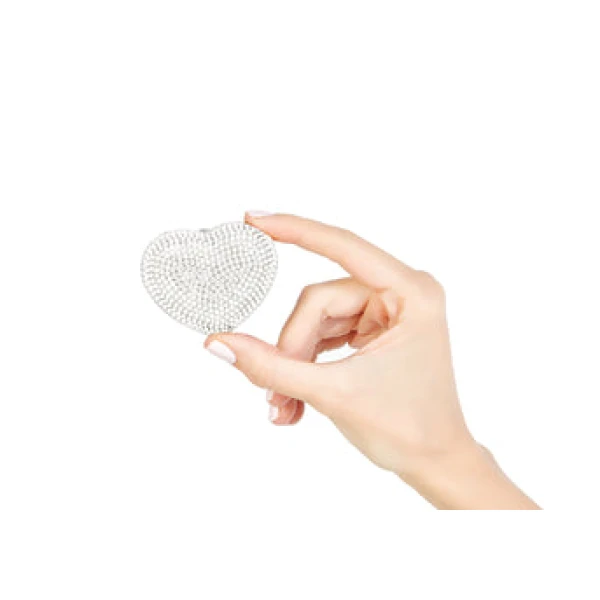 Judith Leiber Mini Heart Silver - Judith Leiber Crystal Clutch - Luxury Evening Bag - Shop at Coveti