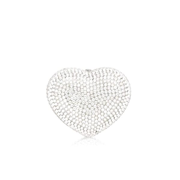 Judith Leiber Mini Heart Silver - Judith Leiber Crystal Clutch - Luxury Evening Bag - Shop at Coveti