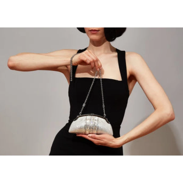 Judith Leiber Mini Venetian Gems Silver - Judith Leiber Crystal Clutch - Luxury Evening Bag - Shop at Coveti