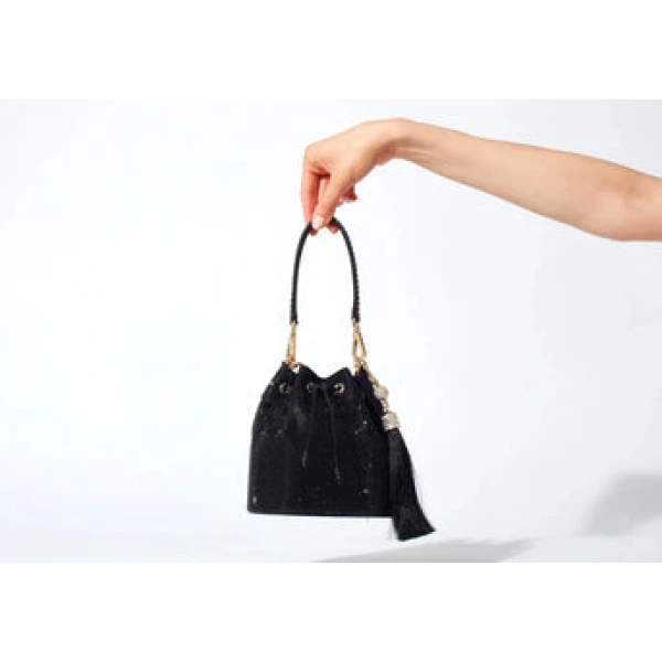 Judith Leiber Piper Bucket Black - Judith Leiber Crystal Clutch - Luxury Evening Bag - Shop at Coveti