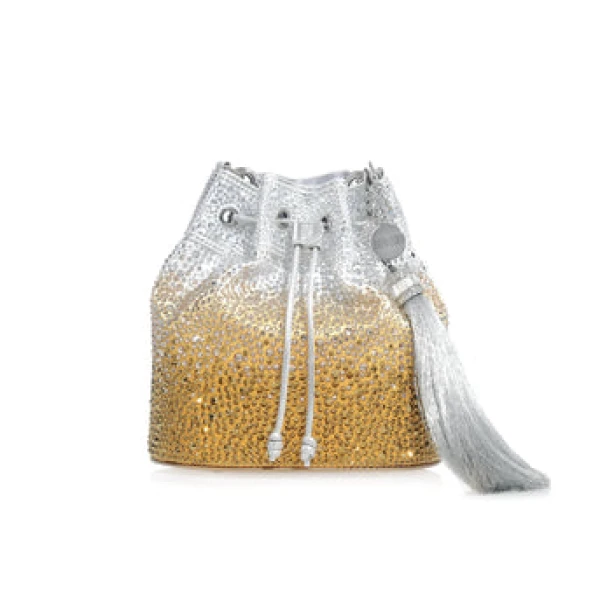 Judith Leiber Piper Bucket Caviar Gradient Golden - Judith Leiber Crystal Clutch - Luxury Evening Bag - Shop at Coveti