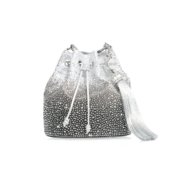 Judith Leiber Piper Bucket Caviar Gradient Platinum - Judith Leiber Crystal Clutch - Luxury Evening Bag - Shop at Coveti