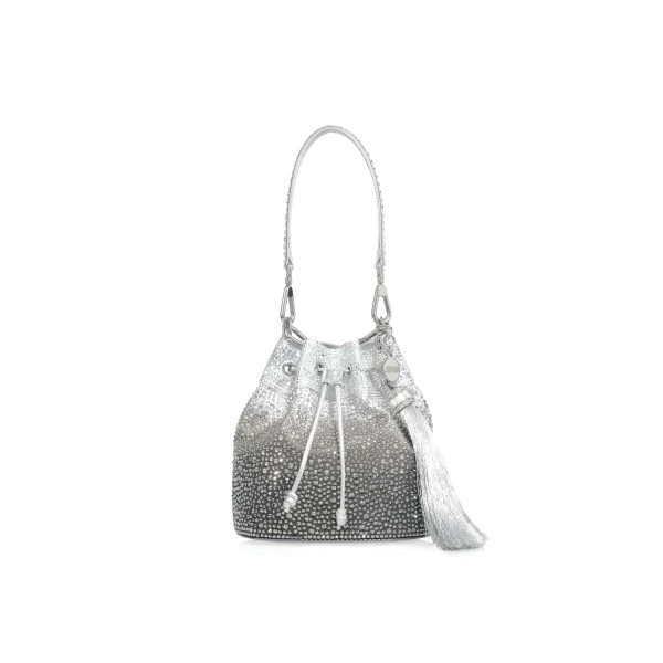 Judith Leiber Piper Bucket Caviar Gradient Platinum