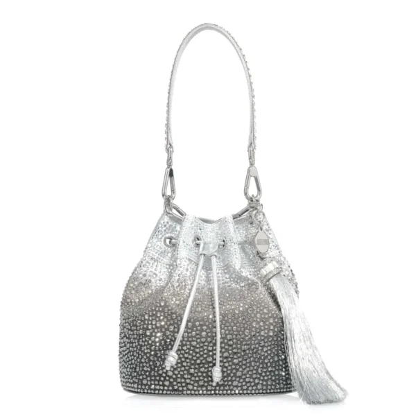 Judith Leiber Piper Bucket Caviar Gradient Platinum - Judith Leiber Crystal Clutch - Luxury Evening Bag - Shop at Coveti