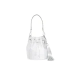 Judith Leiber Piper Bucket Silver Drawstring Bag - Judith Leiber Crystal Clutch - Luxury Evening Bag - Shop at Coveti