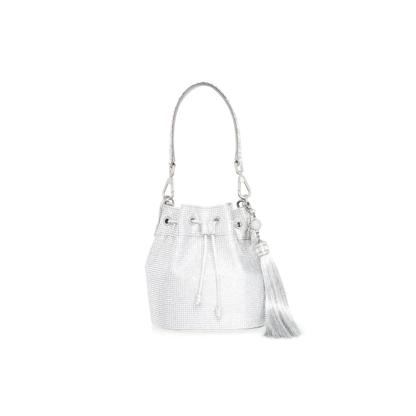 Judith Leiber Piper Bucket Silver Drawstring Bag