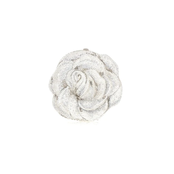 Judith Leiber Rose Desiree Silver Clutch