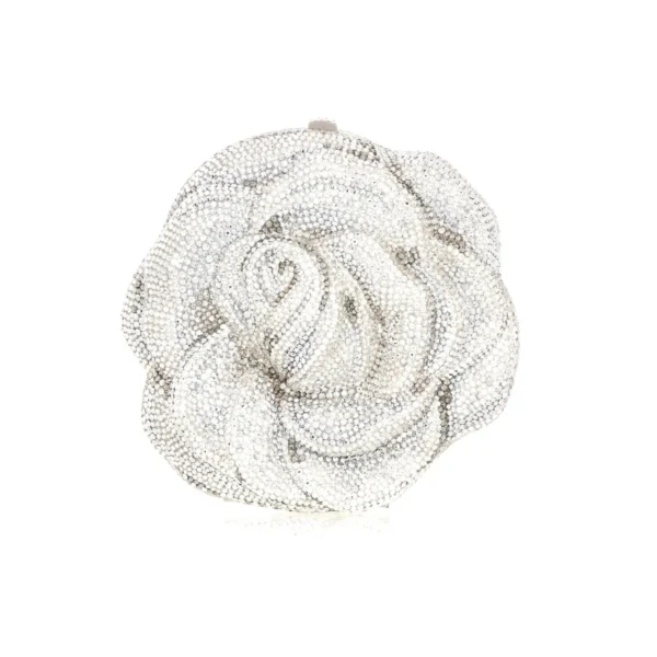 Judith Leiber Rose Desiree Silver Clutch - Judith Leiber Crystal Clutch - Luxury Evening Bag - Shop at Coveti