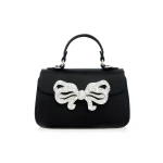 Judith Leiber Satin Bow Top Handle Black - Judith Leiber Crystal Clutch - Luxury Evening Bag - Shop at Coveti