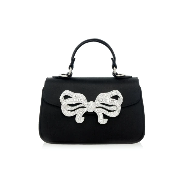 Judith Leiber Satin Bow Top Handle Black