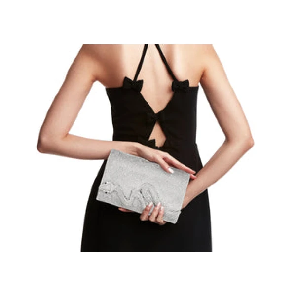 Judith Leiber Serpent Fizzoni Silver - Judith Leiber Crystal Clutch - Luxury Evening Bag - Shop at Coveti