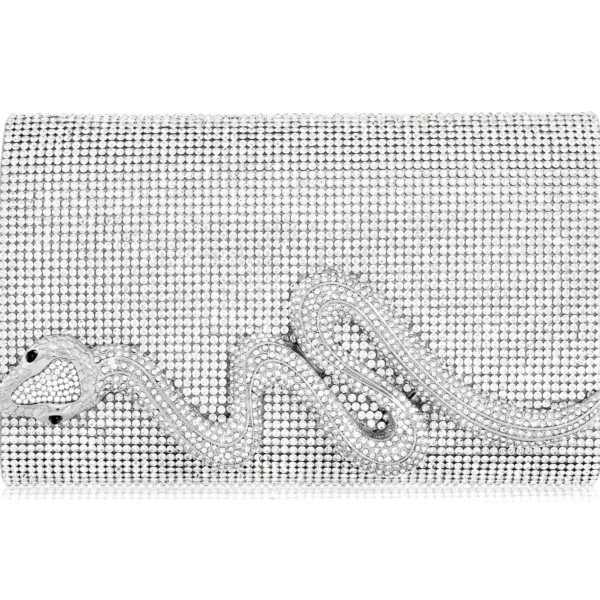 Judith Leiber Serpent Fizzoni Silver - Judith Leiber Crystal Clutch - Luxury Evening Bag - Shop at Coveti