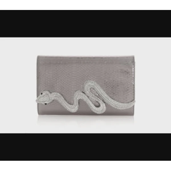 Judith Leiber Serpent Fizzoni Vegan Leather Gunmetal - Judith Leiber Crystal Clutch - Luxury Evening Bag - Shop at Coveti
