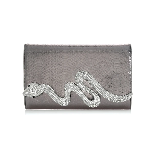 Judith Leiber Serpent Fizzoni Vegan Leather Gunmetal