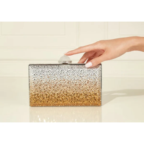 Judith Leiber Skylar Crystal Caviar Gradient Golden - Judith Leiber Crystal Clutch - Luxury Evening Bag - Shop at Coveti