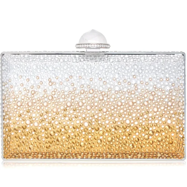 Judith Leiber Skylar Crystal Caviar Gradient Golden - Judith Leiber Crystal Clutch - Luxury Evening Bag - Shop at Coveti