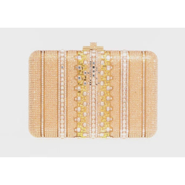 Judith Leiber Slim Slide Crystal Lattice Champagne - Judith Leiber Crystal Clutch - Luxury Evening Bag - Shop at Coveti
