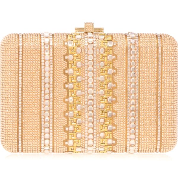 Judith Leiber Slim Slide Crystal Lattice Champagne - Judith Leiber Crystal Clutch - Luxury Evening Bag - Shop at Coveti