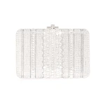 Judith Leiber Slim Slide Crystal Lattice Silver - Judith Leiber Crystal Clutch - Luxury Evening Bag - Shop at Coveti