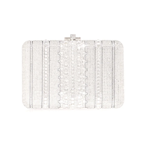 Judith Leiber Slim Slide Crystal Lattice Silver