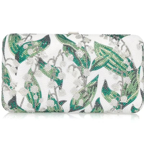 Judith Leiber Smooth Rectangle Lily Belles - Judith Leiber Crystal Clutch - Luxury Evening Bag - Shop at Coveti
