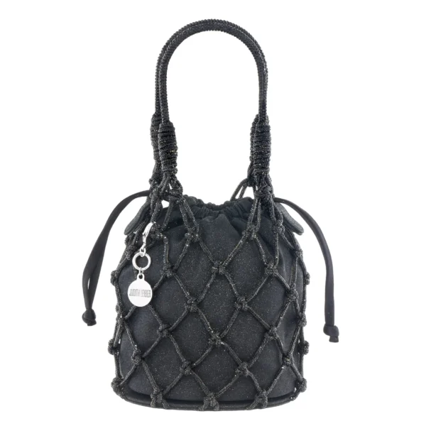 Judith Leiber Sparkle Net Pouch Black - Judith Leiber Crystal Clutch - Luxury Evening Bag - Shop at Coveti