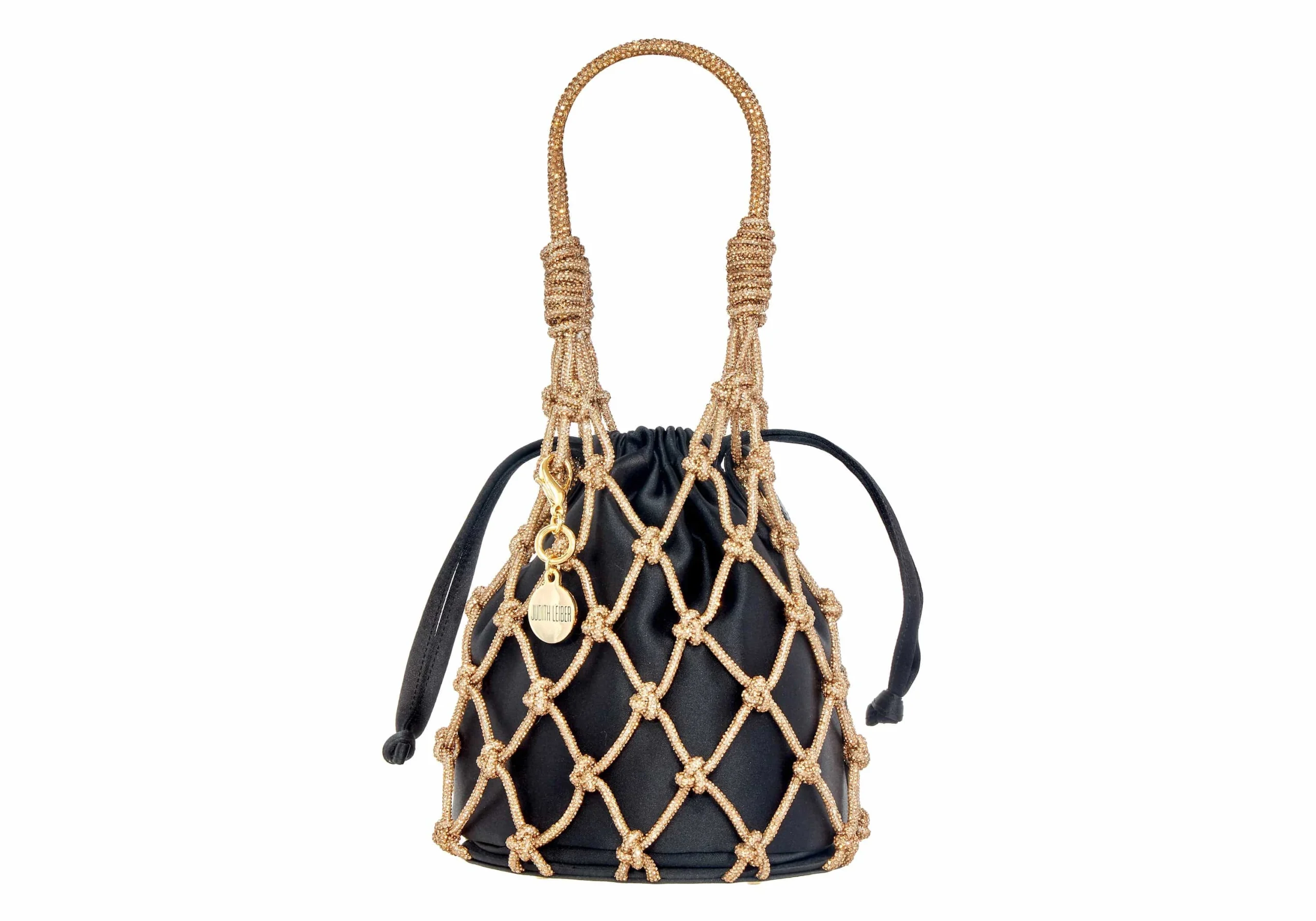 Judith Leiber Sparkle Net Pouch Gold Black - Judith Leiber Crystal Clutch - Luxury Evening Bag - Shop at Coveti