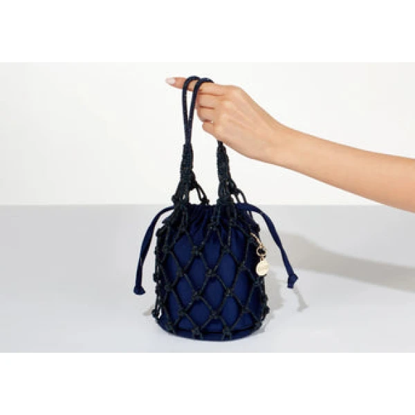 Judith Leiber Sparkle Net Pouch Navy - Judith Leiber Crystal Clutch - Luxury Evening Bag - Shop at Coveti