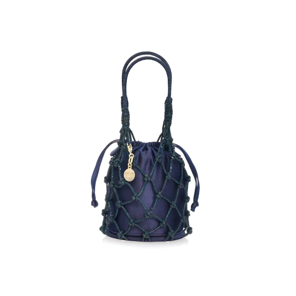 Judith Leiber Sparkle Net Pouch Navy
