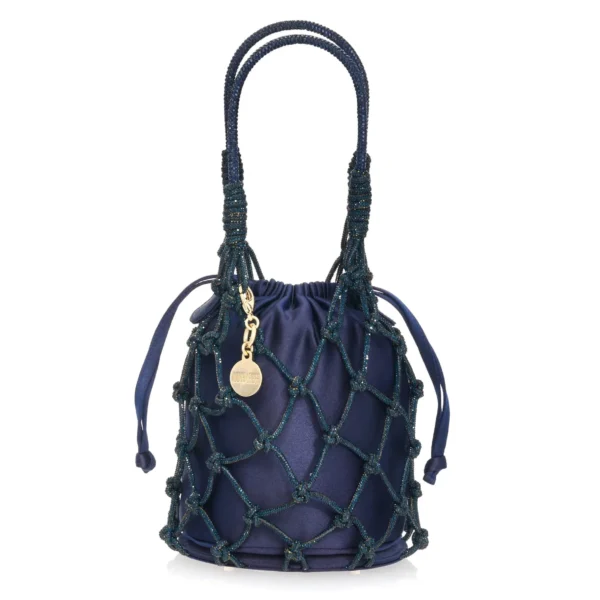 Judith Leiber Sparkle Net Pouch Navy - Judith Leiber Crystal Clutch - Luxury Evening Bag - Shop at Coveti