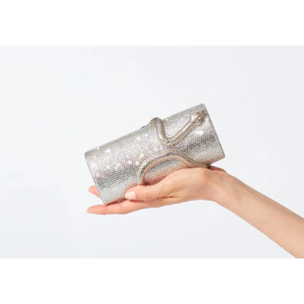 Judith Leiber Spiral Snake Cylinder Silver - Judith Leiber Crystal Clutch - Luxury Evening Bag - Shop at Coveti