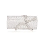 Judith Leiber Spiral Snake Cylinder Silver - Judith Leiber Crystal Clutch - Luxury Evening Bag - Shop at Coveti