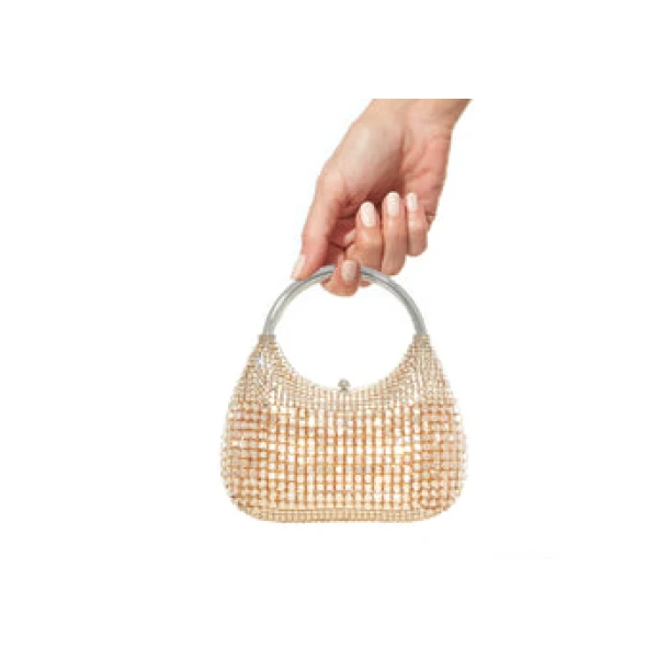 Judith Leiber Top Handle Squares Champagne - Judith Leiber Crystal Clutch - Luxury Evening Bag - Shop at Coveti
