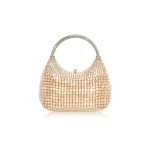 Judith Leiber Top Handle Squares Champagne - Judith Leiber Crystal Clutch - Luxury Evening Bag - Shop at Coveti