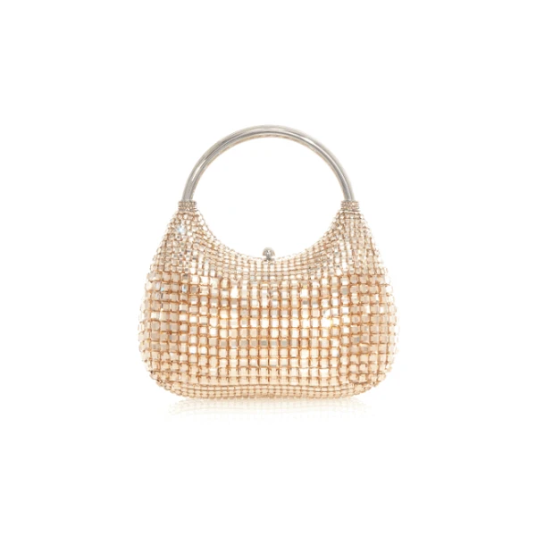 Judith Leiber Top Handle Squares Champagne - Judith Leiber Crystal Clutch - Luxury Evening Bag - Shop at Coveti