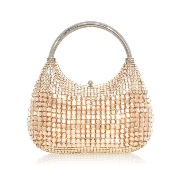 Judith Leiber Top Handle Squares Champagne - Judith Leiber Crystal Clutch - Luxury Evening Bag - Shop at Coveti