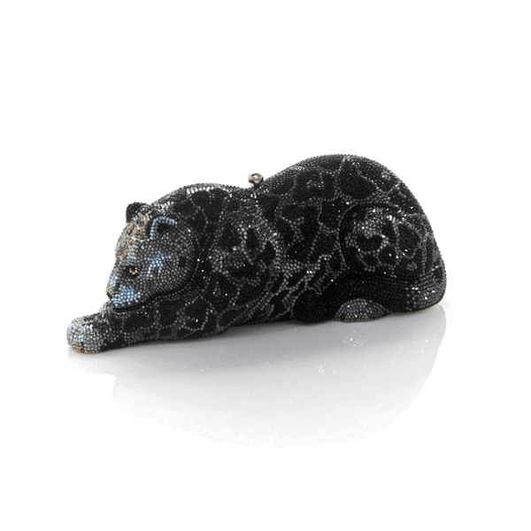 Judith Leiber Wildcat Black Jaguar - Judith Leiber Crystal Clutch - Luxury Evening Bag - Shop at Coveti